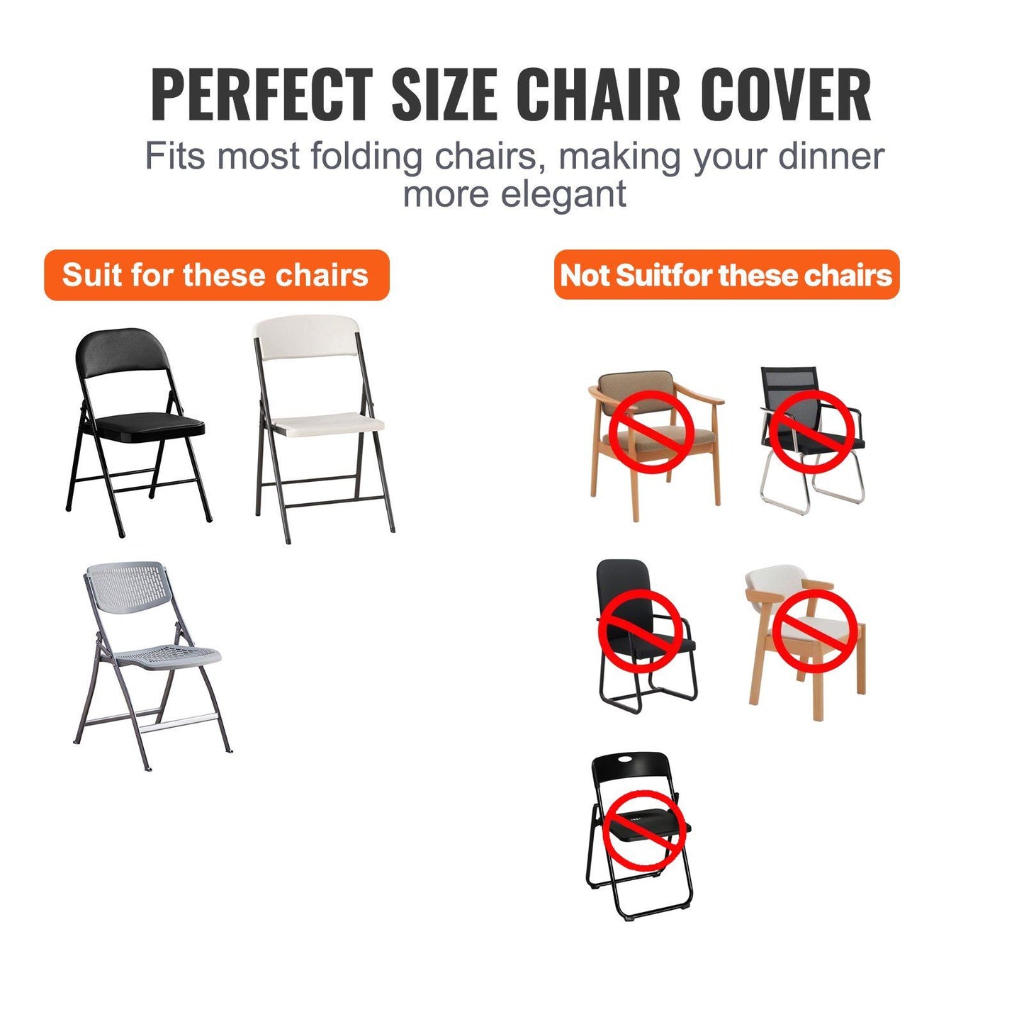 Stretch Spandex Folding Chair Covers, Universal Fitted Chair Cover, Removable Washable Protective Slipcovers, V952-YTBS50PCSDKQQ89VLV0