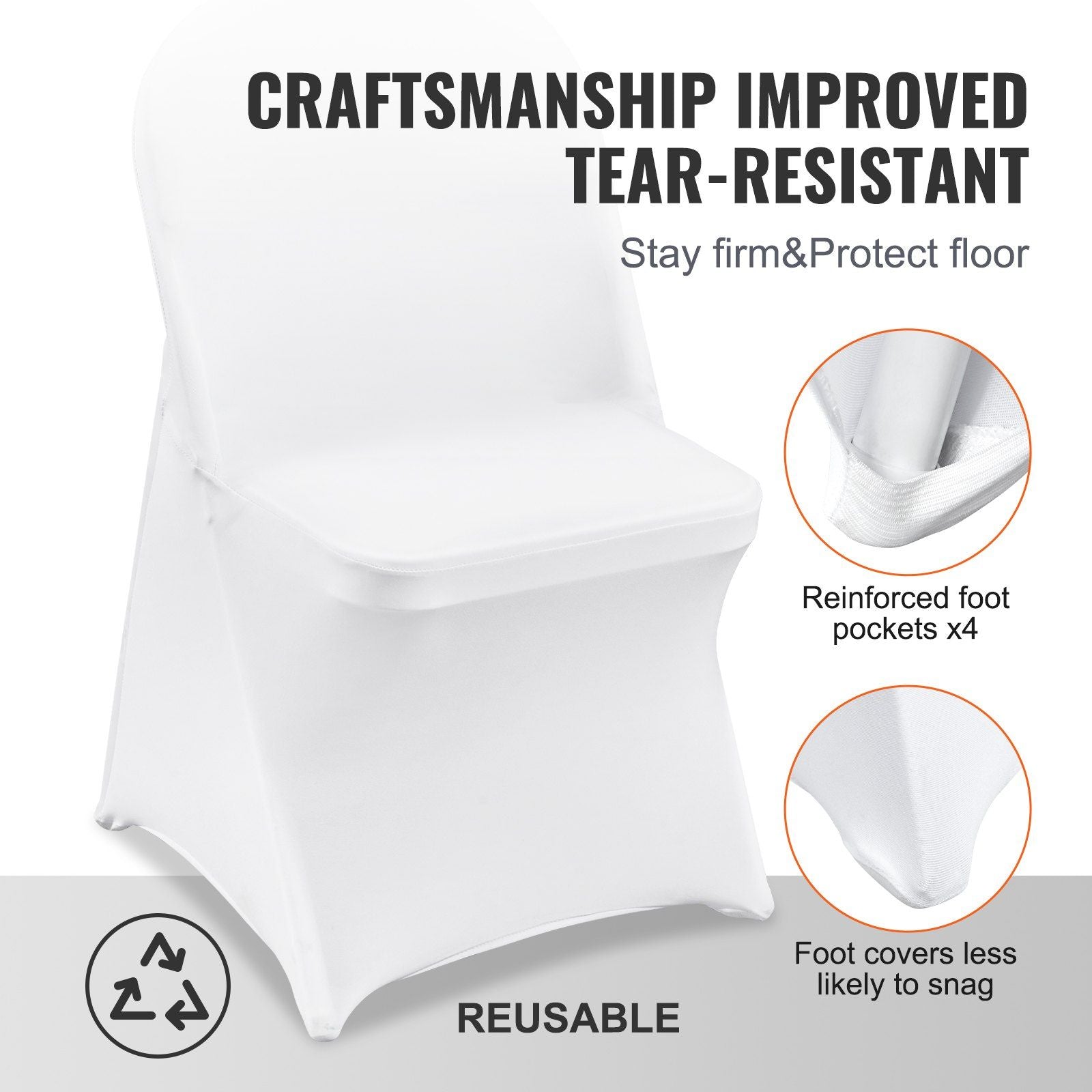 Stretch Spandex Folding Chair Covers, Universal Fitted Chair Cover, Removable Washable Protective Slipcovers, V952-YTBS50PCSDKQQ89VLV0