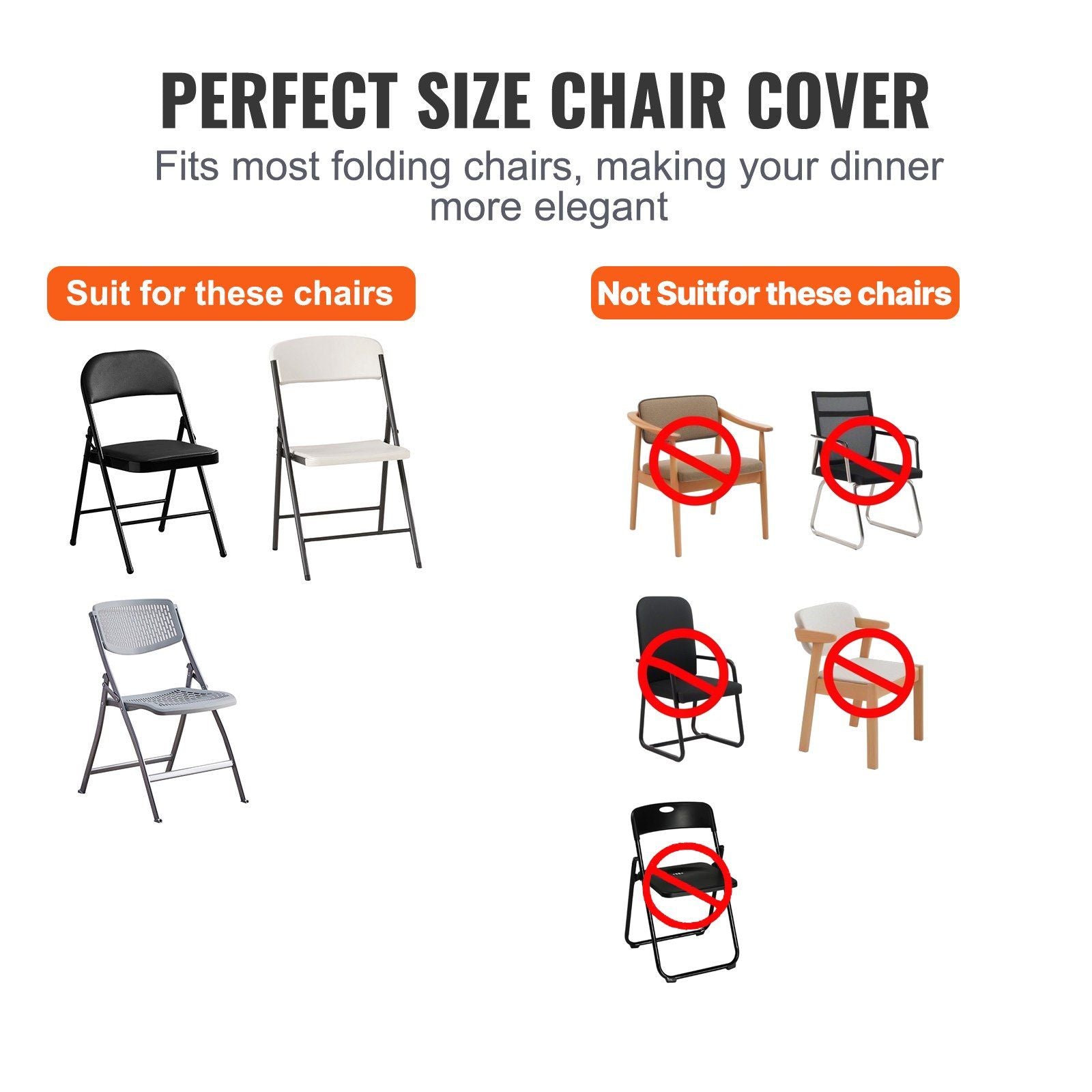 Stretch Spandex Folding Chair Covers, Universal Fitted Chair Cover, Removable Washable Protective Slipcovers, V952-YTHS100PCSDKFY5EXV0