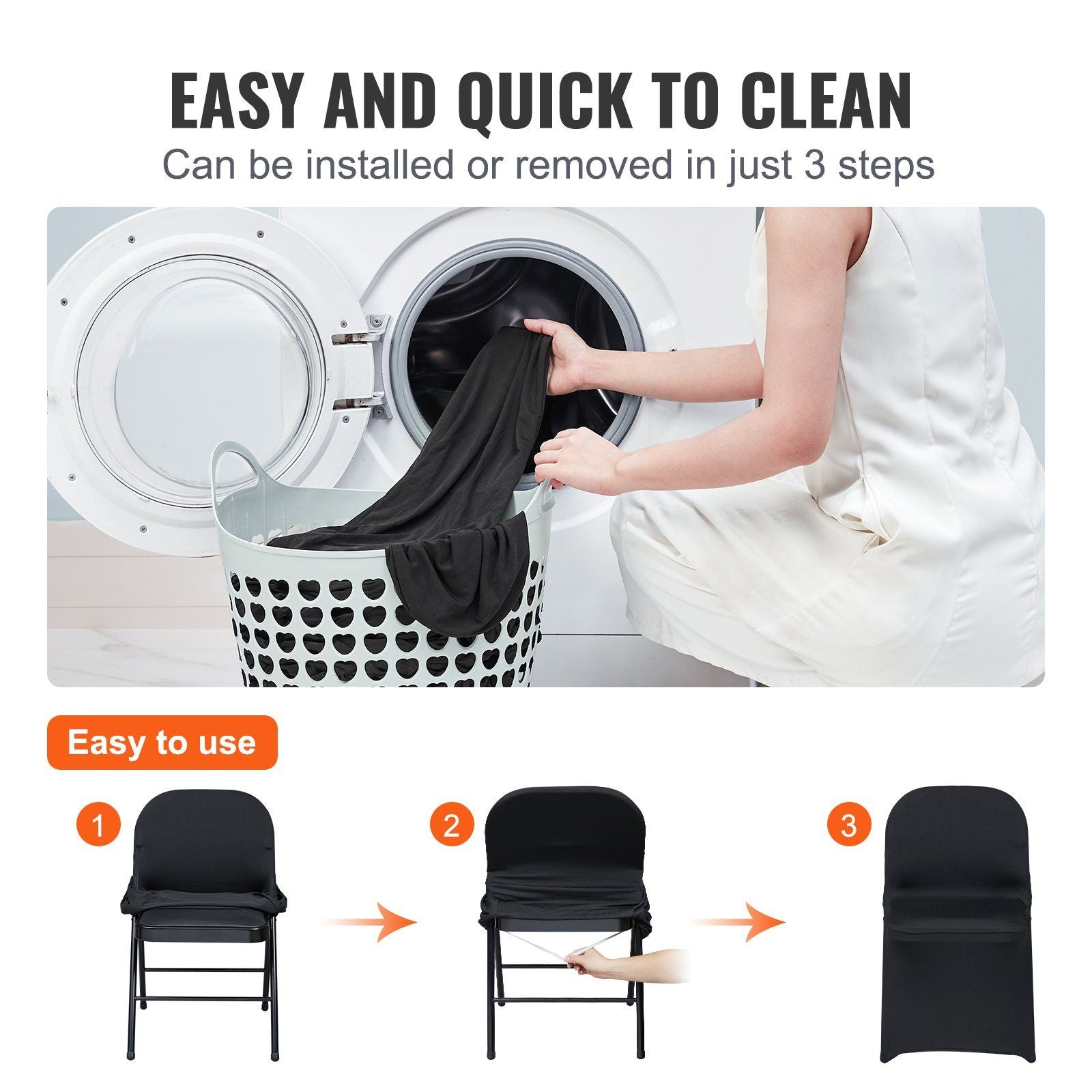 Stretch Spandex Folding Chair Covers, Universal Fitted Chair Cover, Removable Washable Protective Slipcovers, V952-YTHS100PCSDKFY5EXV0