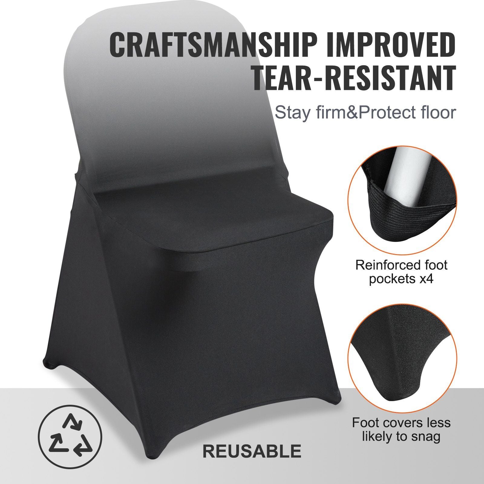 Stretch Spandex Folding Chair Covers, Universal Fitted Chair Cover, Removable Washable Protective Slipcovers, V952-YTHS100PCSDKFY5EXV0