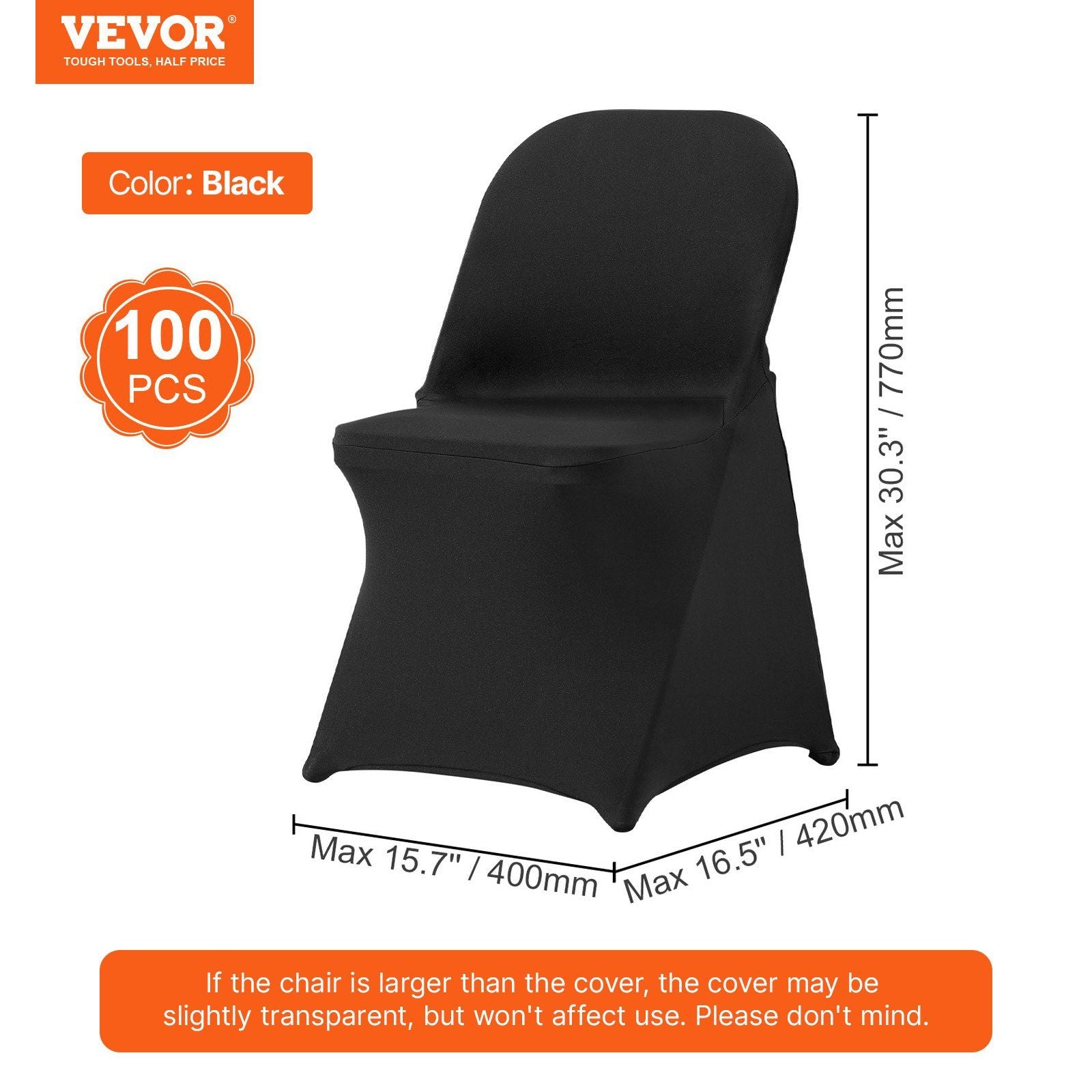 Stretch Spandex Folding Chair Covers, Universal Fitted Chair Cover, Removable Washable Protective Slipcovers, V952-YTHS100PCSDKFY5EXV0