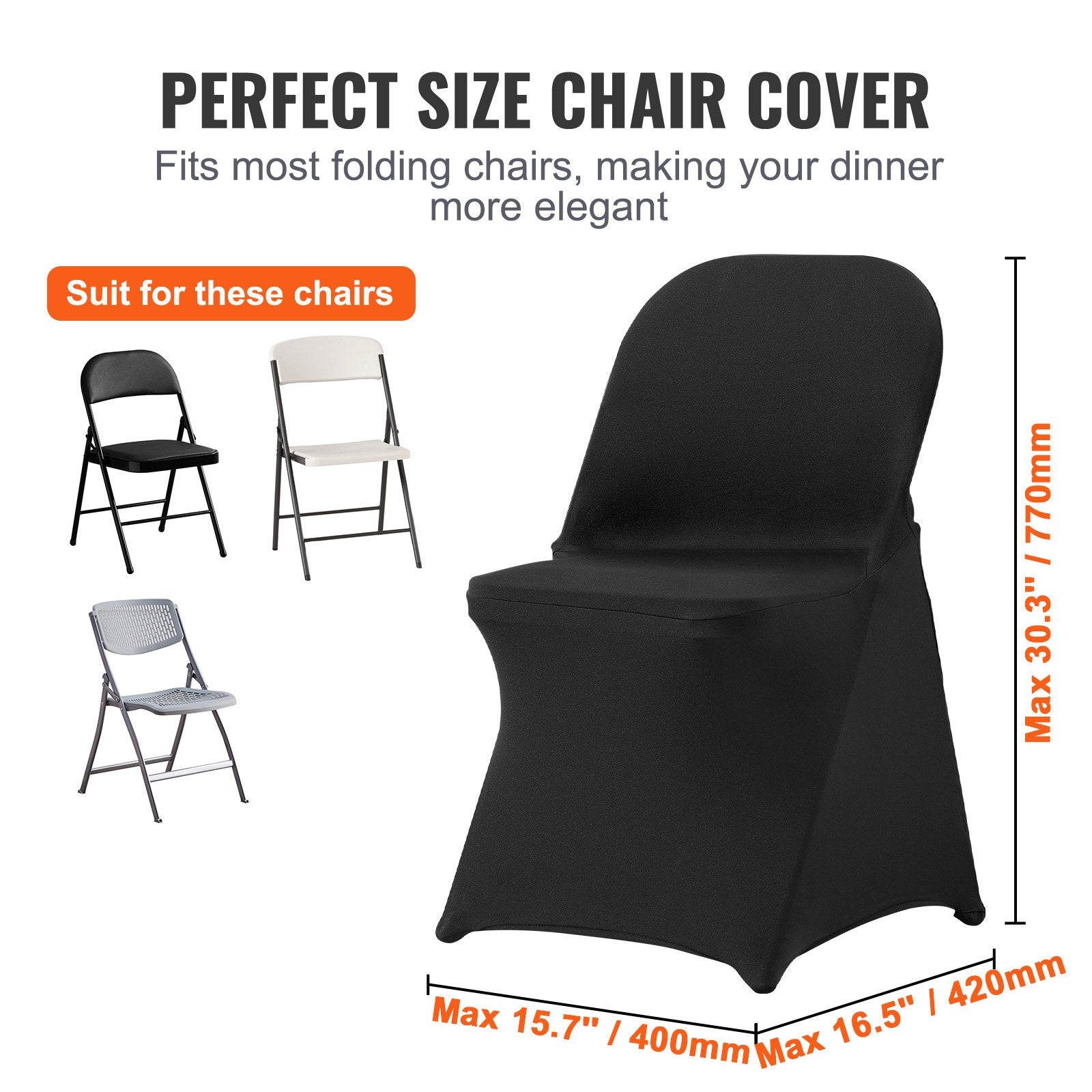 Stretch Spandex Folding Chair Covers, Universal Fitted Chair Cover, Removable Washable Protective Slipcovers, V952-YTHS50PCSDKQVPR4GV0