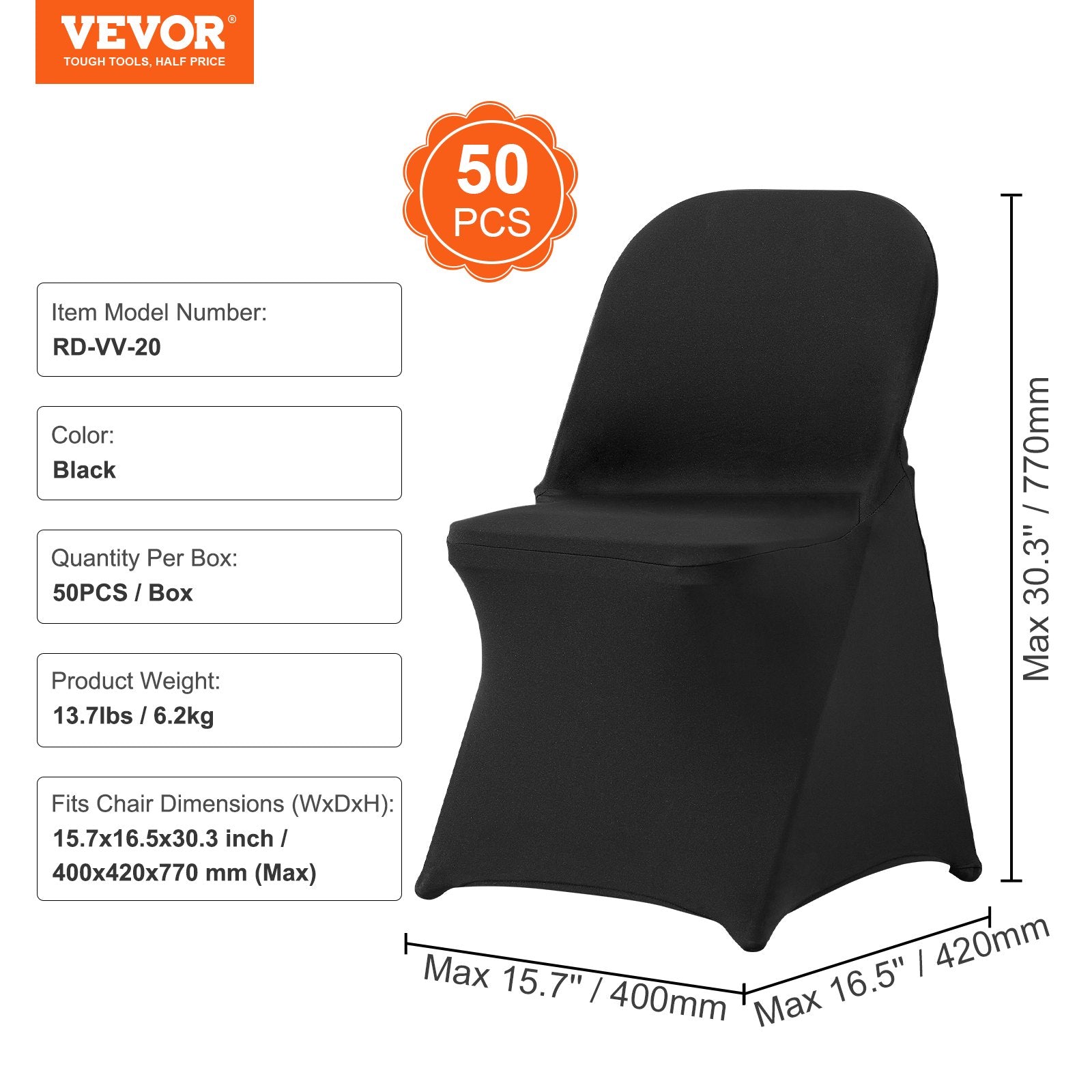 Stretch Spandex Folding Chair Covers, Universal Fitted Chair Cover, Removable Washable Protective Slipcovers, V952-YTHS50PCSDKQVPR4GV0