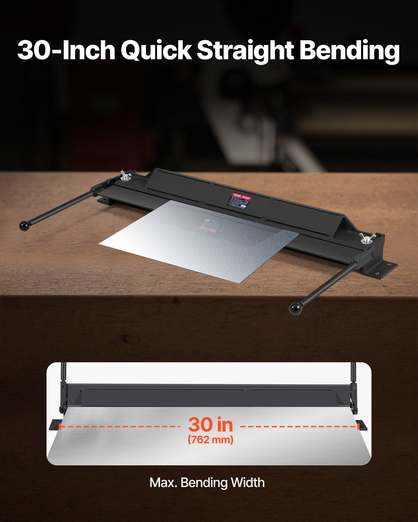 Box and Pan Brake, 762 mm Sheet Metal Bending Brake, 18-Gauge Capacity, 0-135 Degree Adjustable, Metal Bender V952-YTHWQZDQYTHWGJWT5001V0