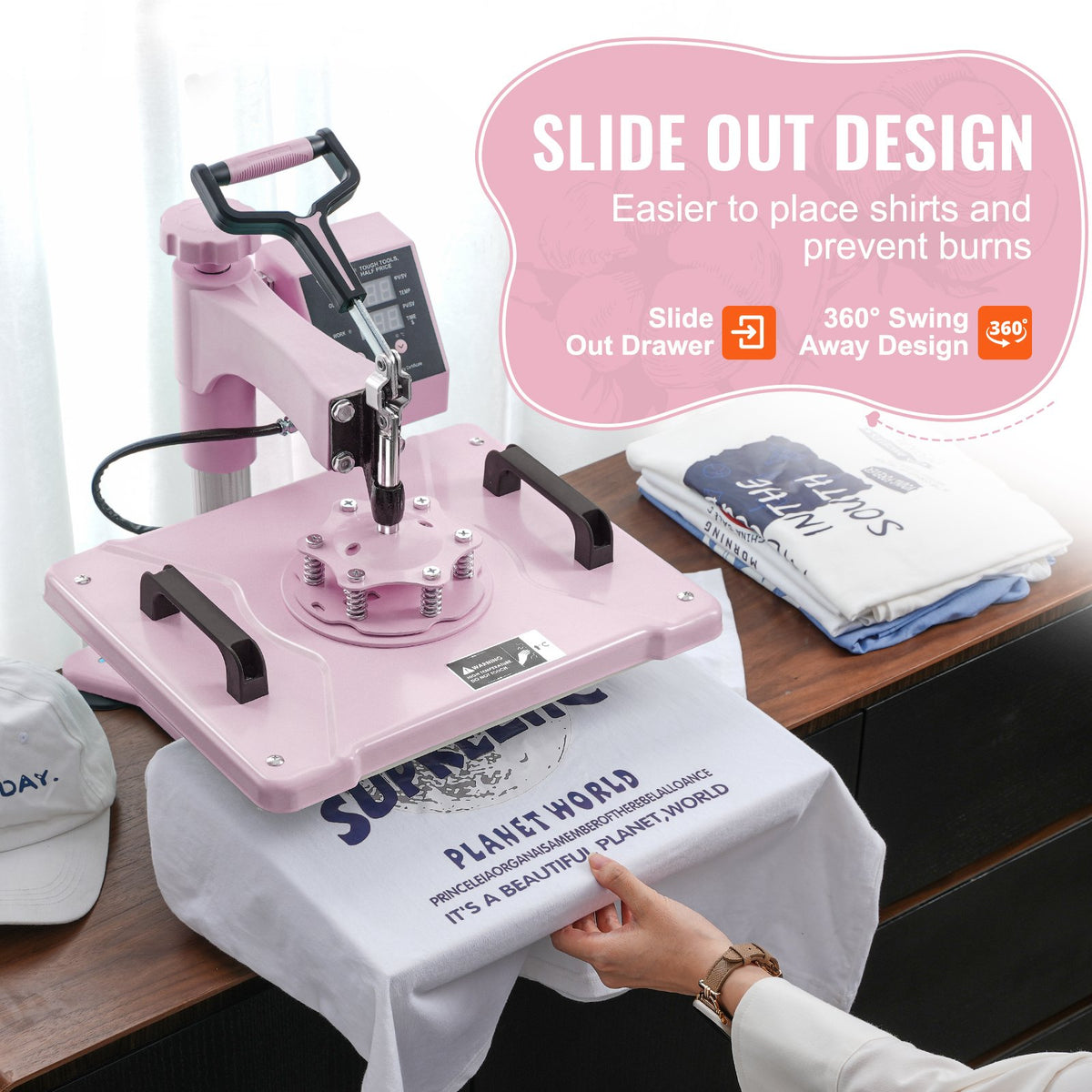 Heat Press Machine 12x15 in 8 in 1 with 30oz Tumbler Press T-Shirts Pink V952-YTS30OZ1215817JC4V3