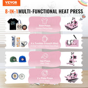 Heat Press Machine, 15 x 15 inch, 5 in 1 Heat Transfer Machine with 30 oz Tumbler Press, 360 degrees Swing V952-YTS30OZ151551FRX6V3