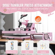 Heat Press Machine, 15 x 15 inch, 5 in 1 Heat Transfer Machine with 30 oz Tumbler Press, 360 degrees Swing V952-YTS30OZ151551FRX6V3
