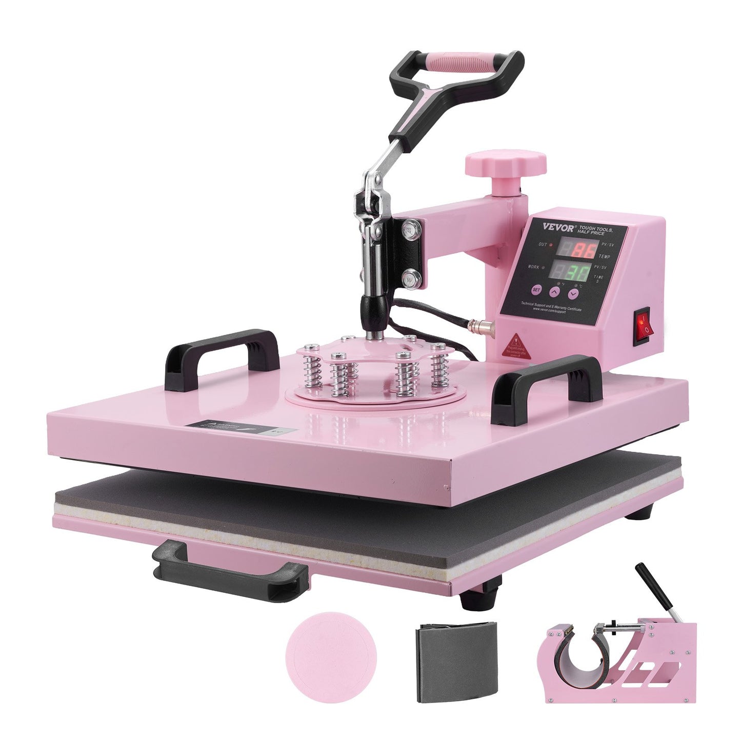Heat Press Machine, 15 x 15 inch, 5 in 1 Heat Transfer Machine with 30 oz Tumbler Press, 360 degrees Swing V952-YTS30OZ151551FRX6V3