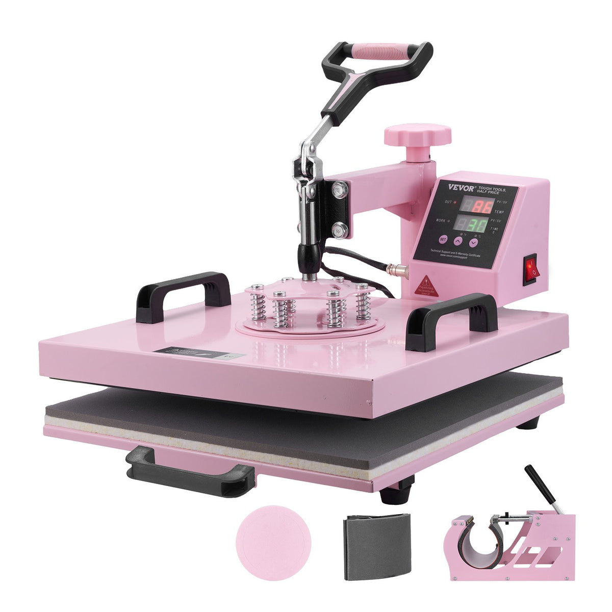 Heat Press Machine, 15 x 15 inch, 5 in 1 Heat Transfer Machine with 30 oz Tumbler Press, 360 degrees Swing V952-YTS30OZ151551FRX6V3
