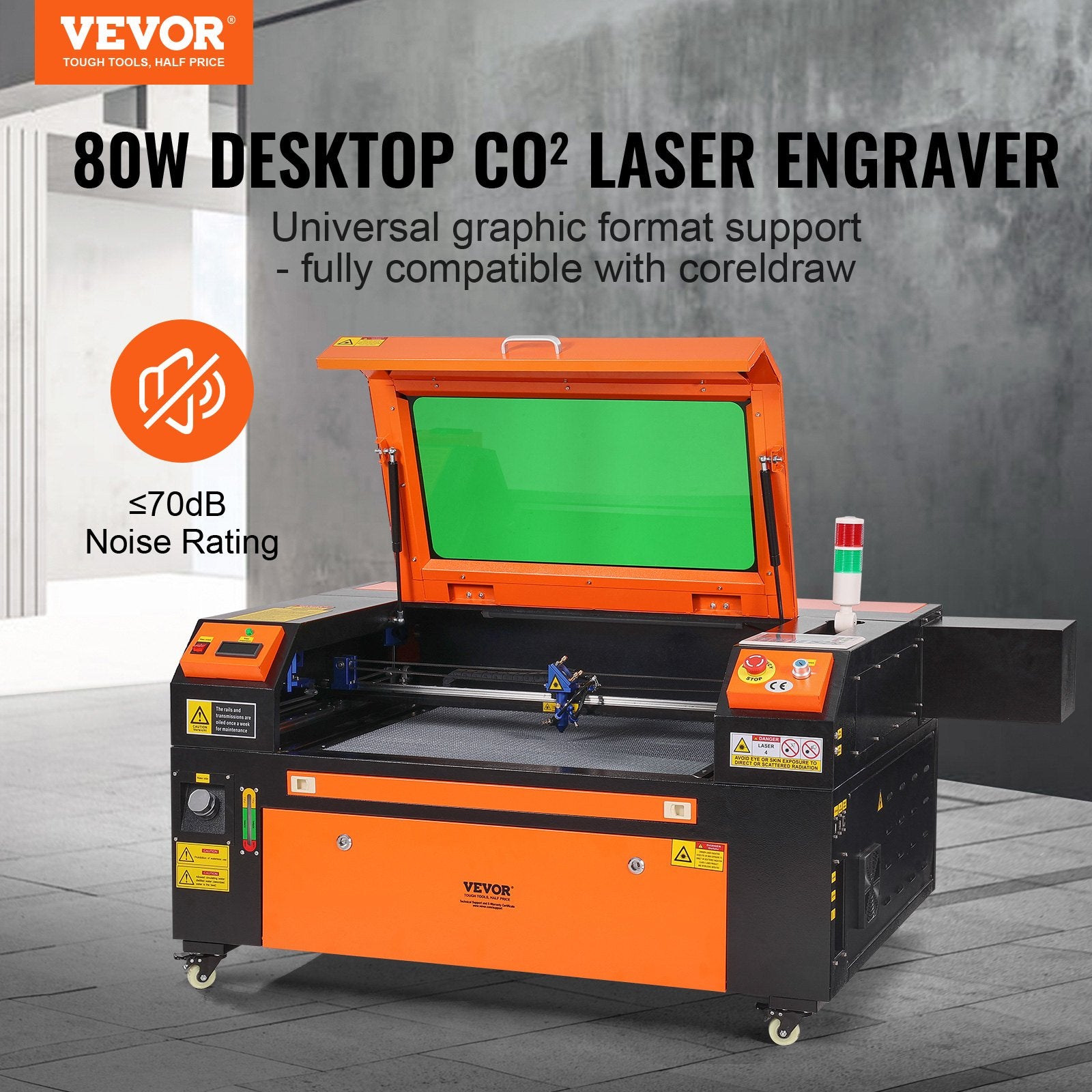 80W CO2 Laser Engraver, 500 x 700 mm, 19.7 IPS Laser Cutter Machine with 2-Way Pass Air Assist, Compatible V952-YTSDKJACCO270S9X2V3
