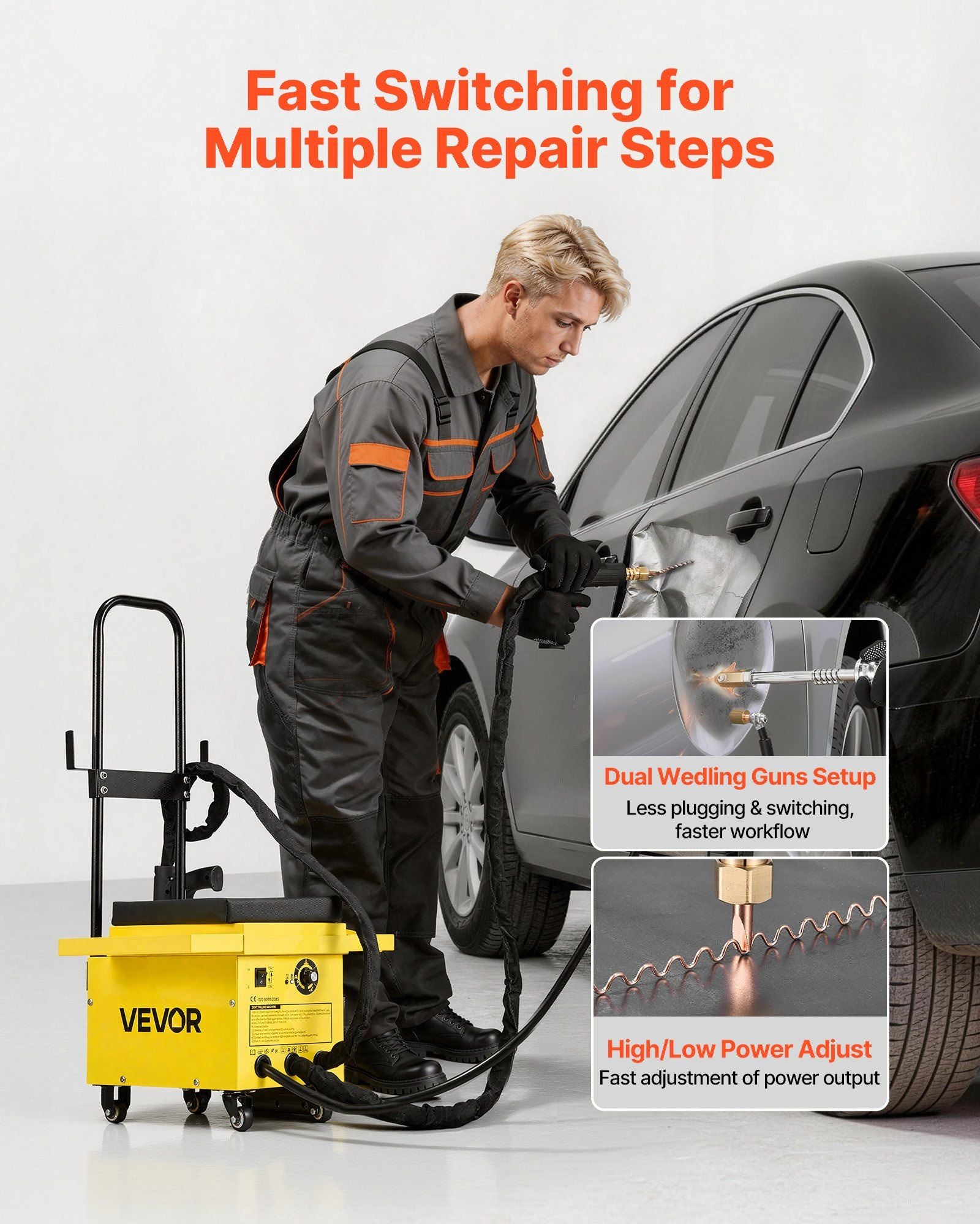 4.5KW Professional Stud Welder Dent Repair Kit with 2 Welding Guns & 6 Modes, All in One Dent Repair V952-YTSDLLZHJYTSGHELF001V3