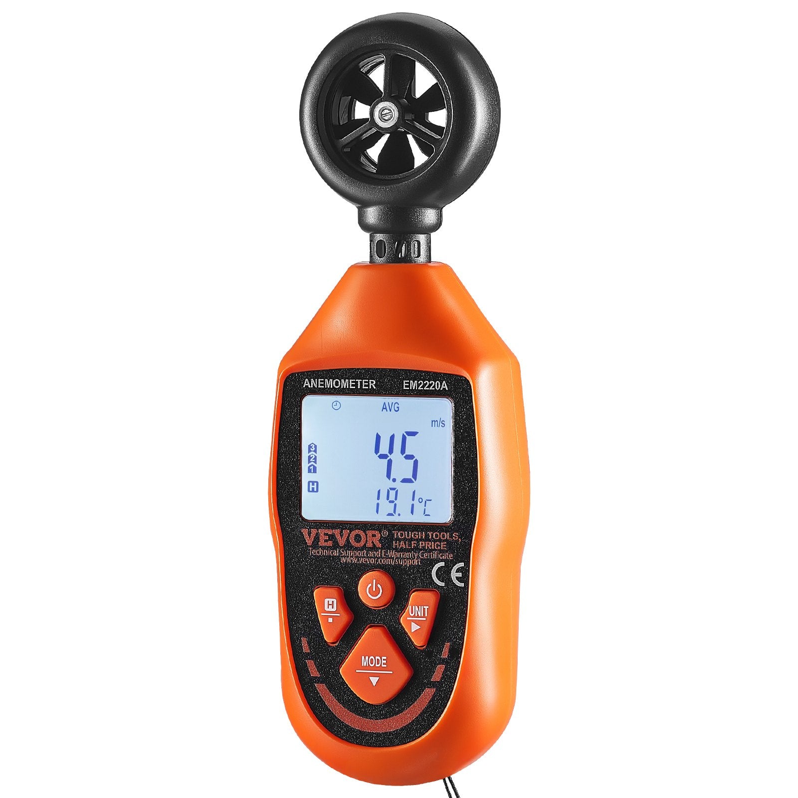 Handheld Anemometer, -10 degrees C to 45 degrees C, Digital Wind Speed Meter Gauge with LED Backlight Screen, V952-YTSFSJ6ZFSBX67P00V9