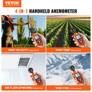 Handheld Anemometer, -10 degrees C to 45 degrees C, Digital Wind Speed Meter Gauge with LED Backlight Screen, V952-YTSFSJ6ZFSBX67P00V9