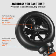 Handheld Anemometer, -10 degrees C to 45 degrees C, Digital Wind Speed Meter Gauge with LED Backlight Screen, V952-YTSFSJ6ZFSBX67P00V9