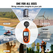 Handheld Anemometer, -10 degrees C to 45 degrees C, Digital Wind Speed Meter Gauge with LED Backlight Screen, V952-YTSFSJ6ZFSBX67P00V9