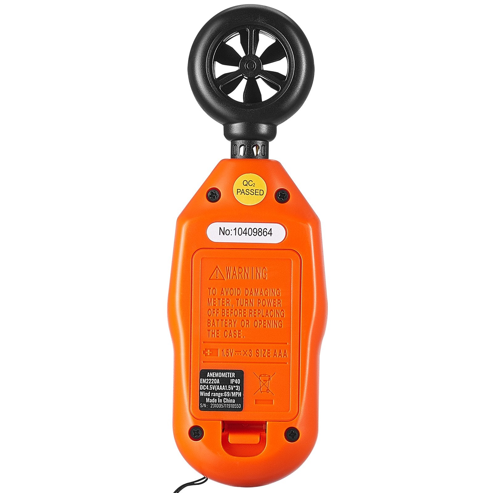 Handheld Anemometer, -10 degrees C to 45 degrees C, Digital Wind Speed Meter Gauge with LED Backlight Screen, V952-YTSFSJ6ZFSBX67P00V9