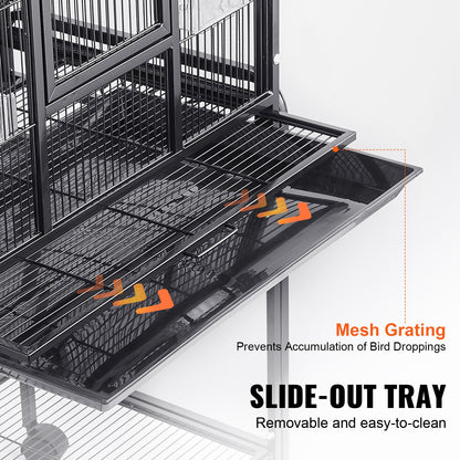 54 inch Standing Large Bird Cage, Carbon Steel Flight Bird Cage for Parakeets, Cockatiels, Parrots, Macaw V952-YTSNL251753I8188WV0