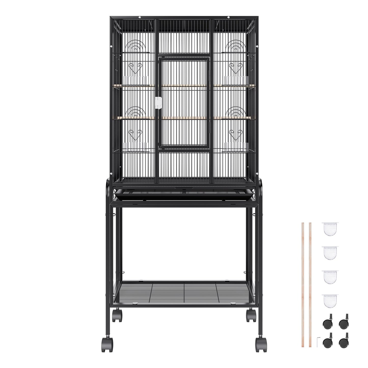 54 inch Standing Large Bird Cage, Carbon Steel Flight Bird Cage for Parakeets, Cockatiels, Parrots, Macaw V952-YTSNL251753I8188WV0
