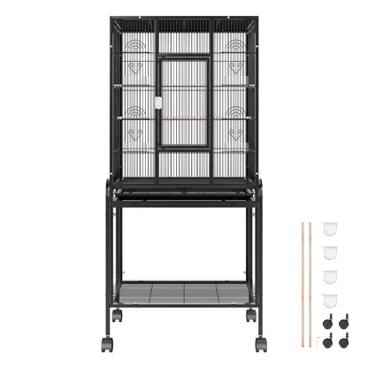 54 inch Standing Large Bird Cage, Carbon Steel Flight Bird Cage for Parakeets, Cockatiels, Parrots, Macaw V952-YTSNL251753I8188WV0