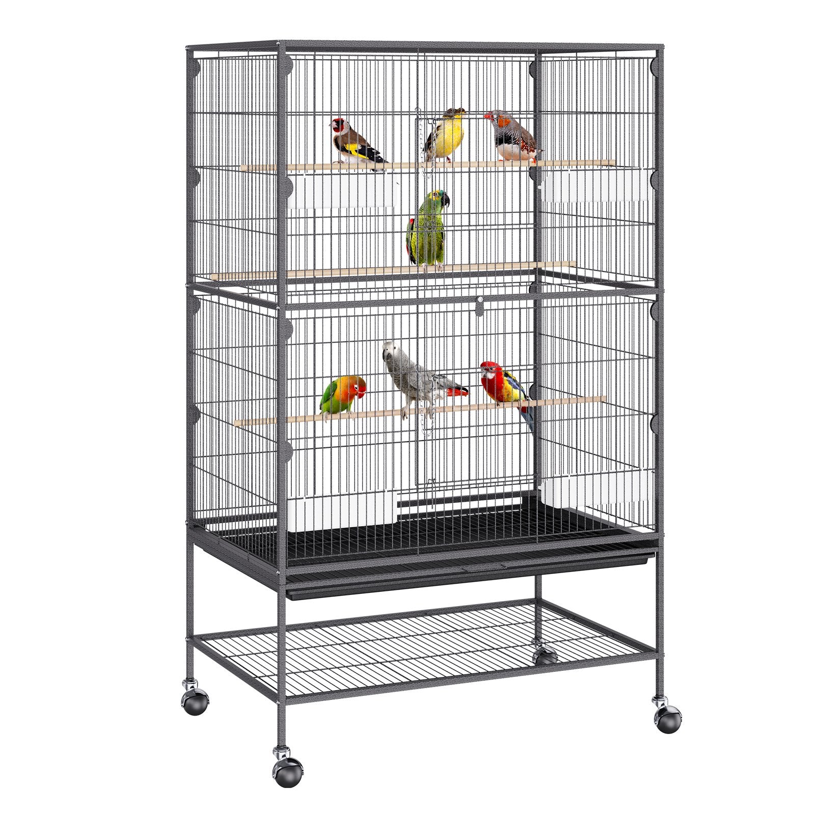 52 inch Standing Large Bird Cage, Carbon Steel Flight Bird Cage for Parakeets, Cockatiels, Parrots, Macaw V952-YTSNL312052IBWVKVV0