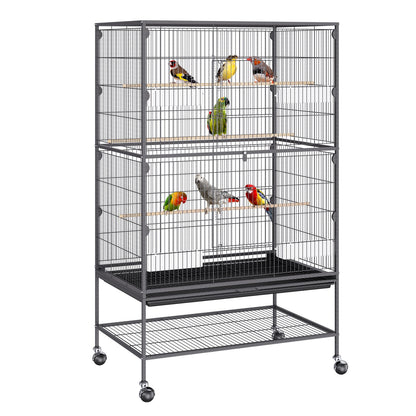 52 inch Standing Large Bird Cage, Carbon Steel Flight Bird Cage for Parakeets, Cockatiels, Parrots, Macaw V952-YTSNL312052IBWVKVV0