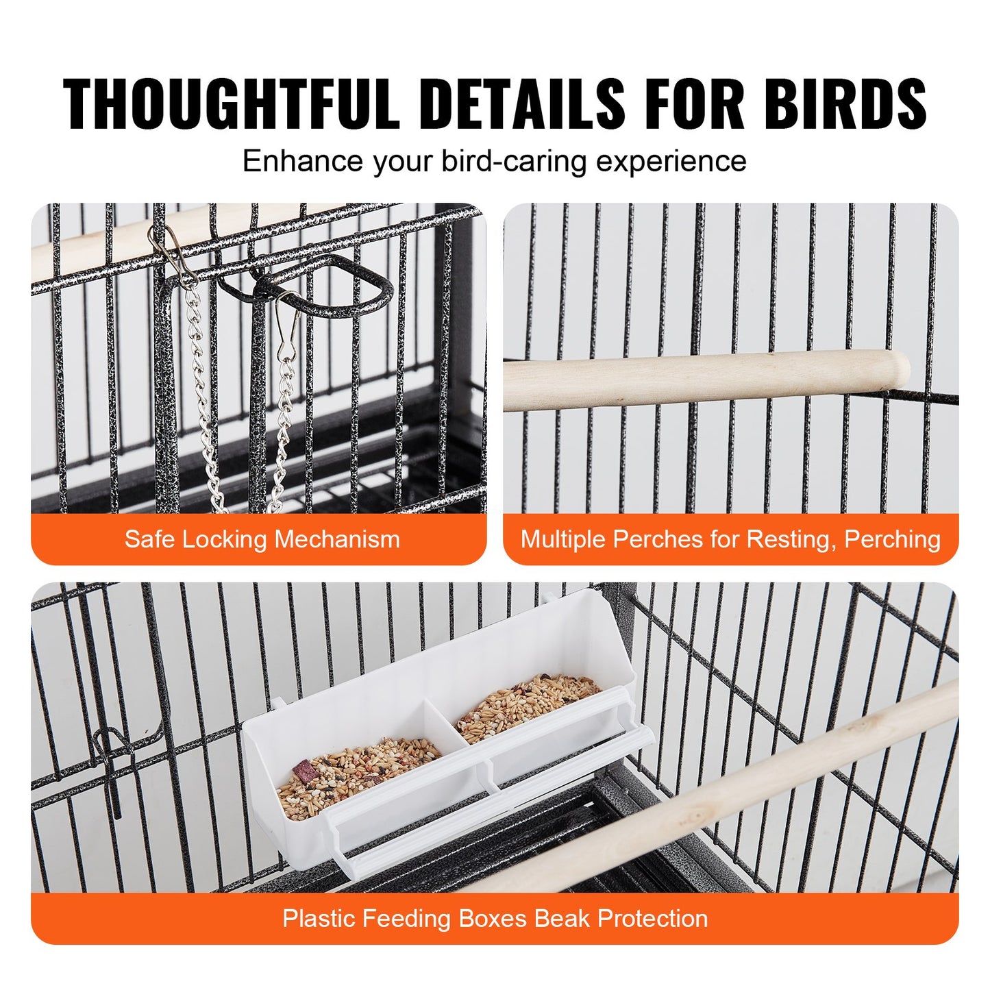 52 inch Standing Large Bird Cage, Carbon Steel Flight Bird Cage for Parakeets, Cockatiels, Parrots, Macaw V952-YTSNL312052IBWVKVV0