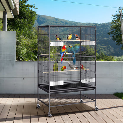 52 inch Standing Large Bird Cage, Carbon Steel Flight Bird Cage for Parakeets, Cockatiels, Parrots, Macaw V952-YTSNL312052IBWVKVV0