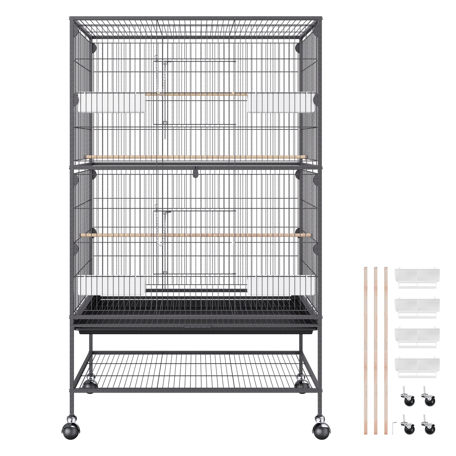 52 inch Standing Large Bird Cage, Carbon Steel Flight Bird Cage for Parakeets, Cockatiels, Parrots, Macaw V952-YTSNL312052IBWVKVV0
