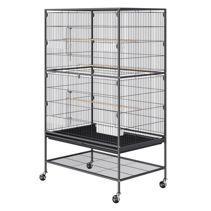 52 inch Standing Large Bird Cage, Carbon Steel Flight Bird Cage for Parakeets, Cockatiels, Parrots, Macaw V952-YTSNL312052IBWVKVV0