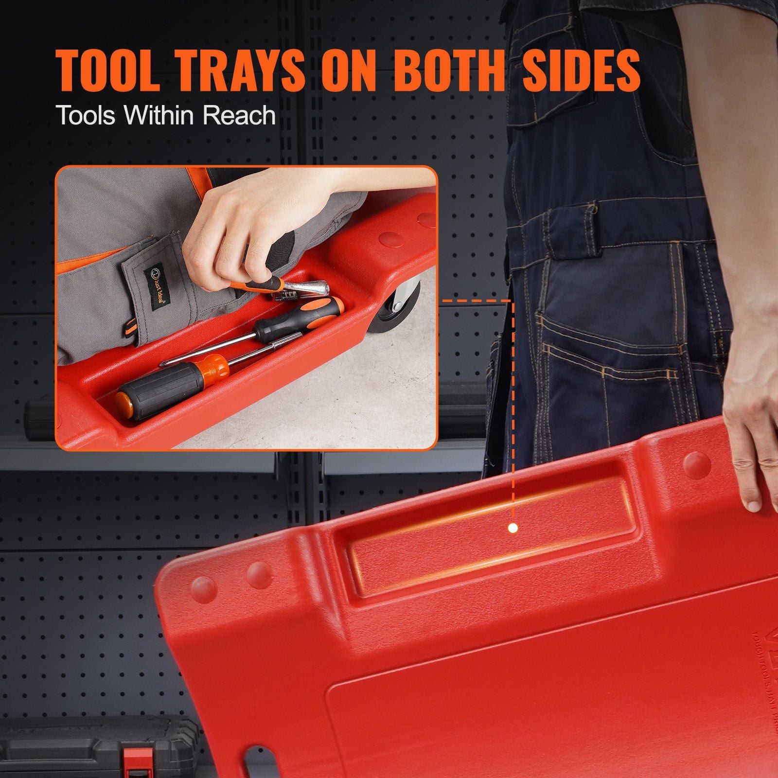Mechanic Plastic Creeper, 914 mm, 158.8 kg Capacity Automotive Rolling Garage Creeper with Molded Ergonomic V952-YTSXCTB400BHNSQTCV0