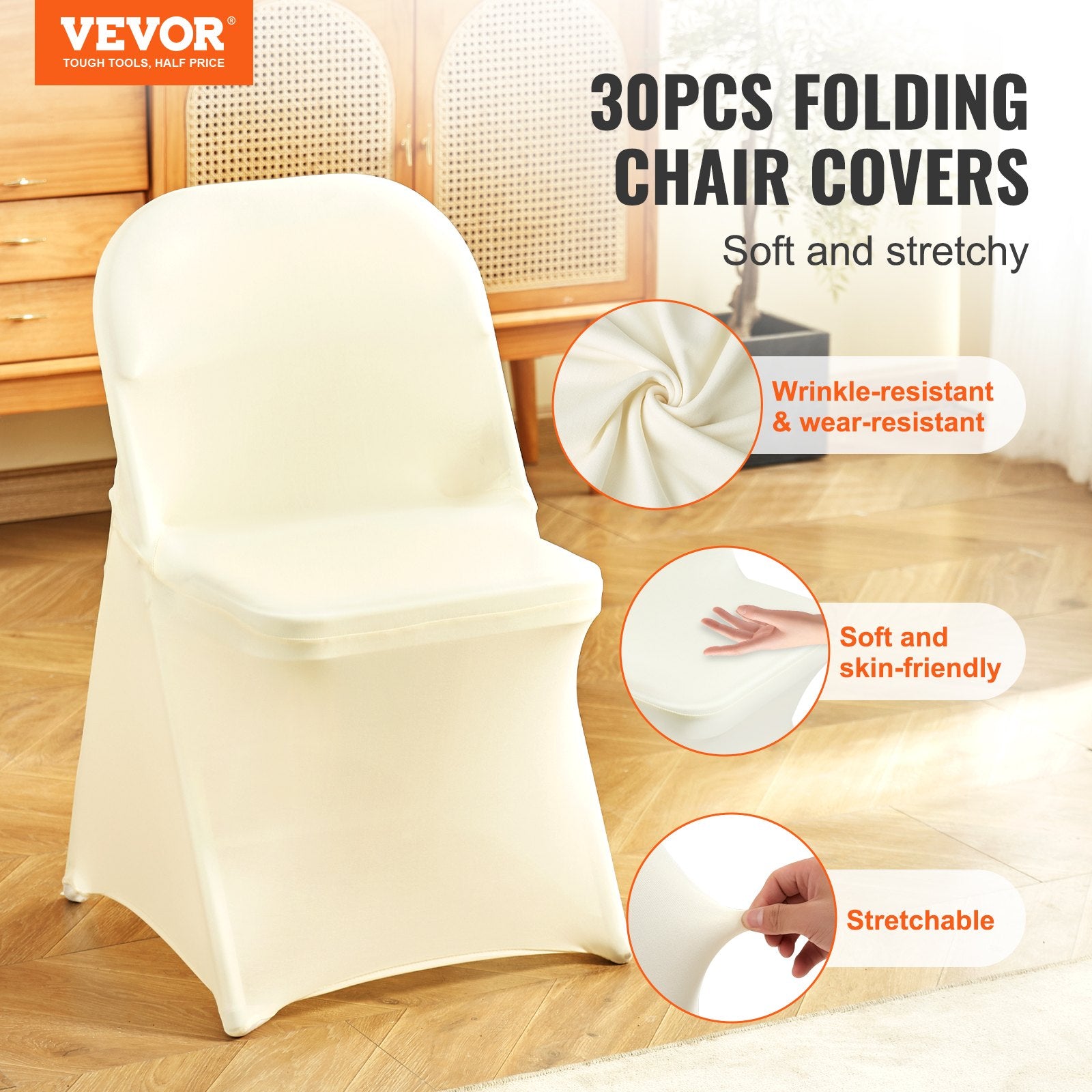 Stretch Spandex Folding Chair Covers, Universal Fitted Chair Cover, Removable Washable Protective Slipcovers, V952-YTXYB30PCSDKN2AUVV0
