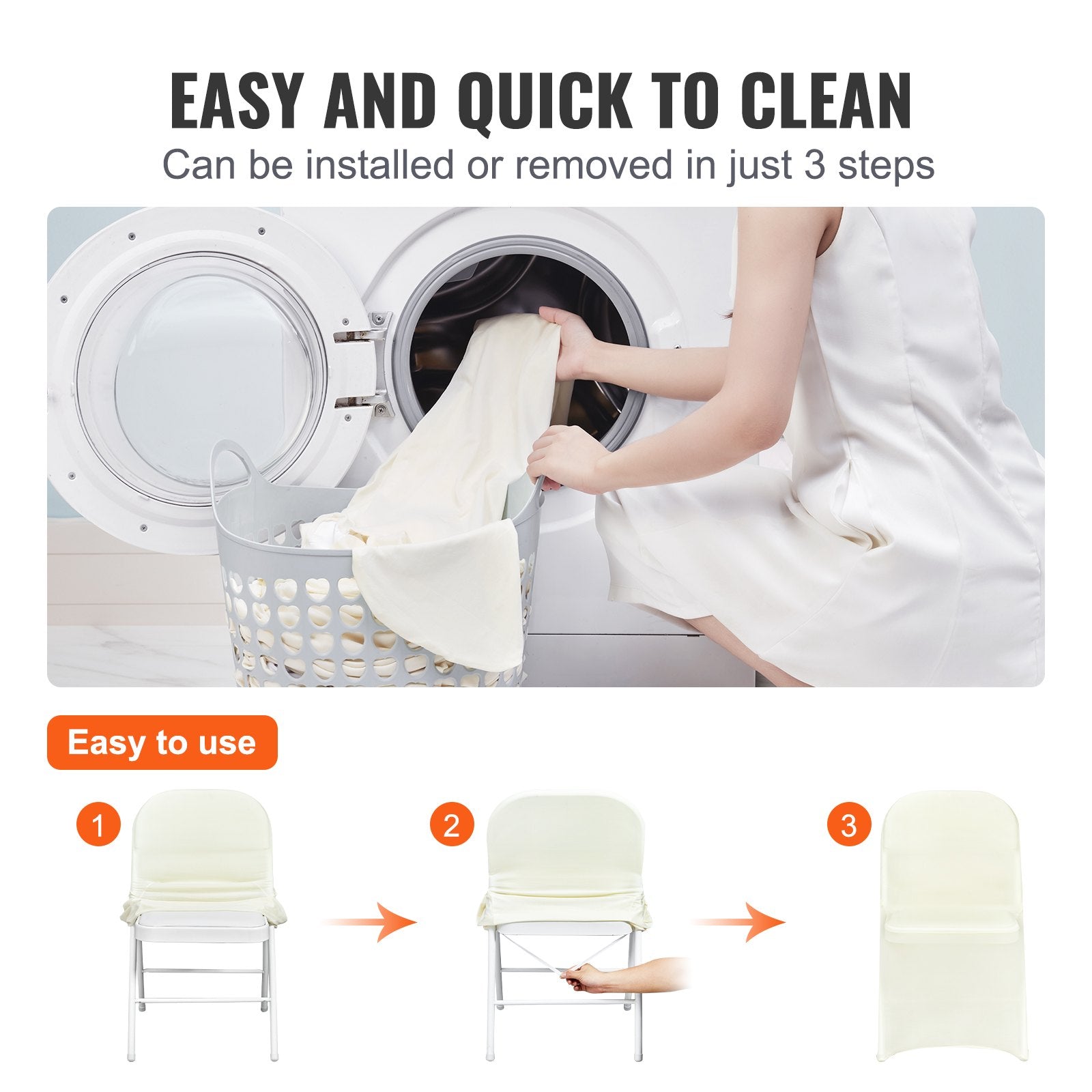 Stretch Spandex Folding Chair Covers, Universal Fitted Chair Cover, Removable Washable Protective Slipcovers, V952-YTXYB30PCSDKN2AUVV0