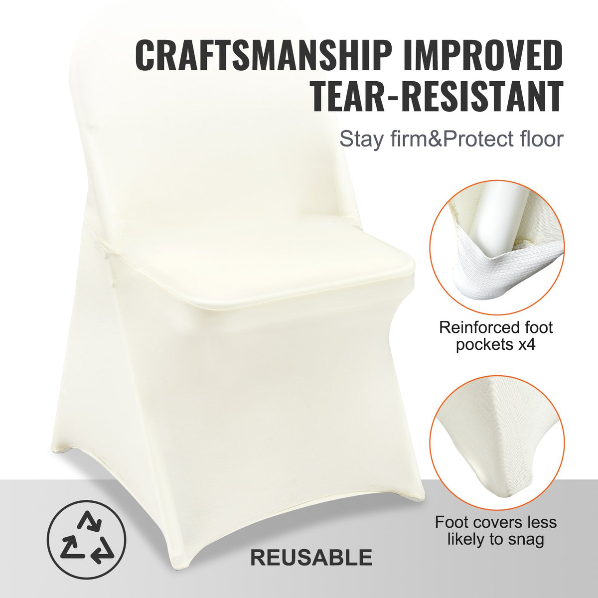 Stretch Spandex Folding Chair Covers, Universal Fitted Chair Cover, Removable Washable Protective Slipcovers, V952-YTXYB30PCSDKN2AUVV0