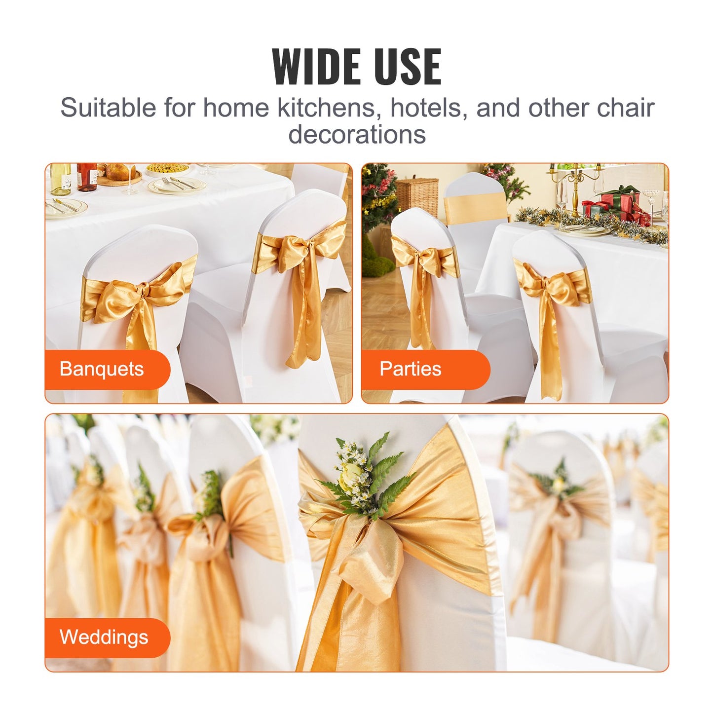 Stretch Spandex Chair Sashes Bows, Chair Slipcover and Stretch Chair Sash, Elastic Chair Bands, Fitting V952-YTZSDJS50PCS79W25V0