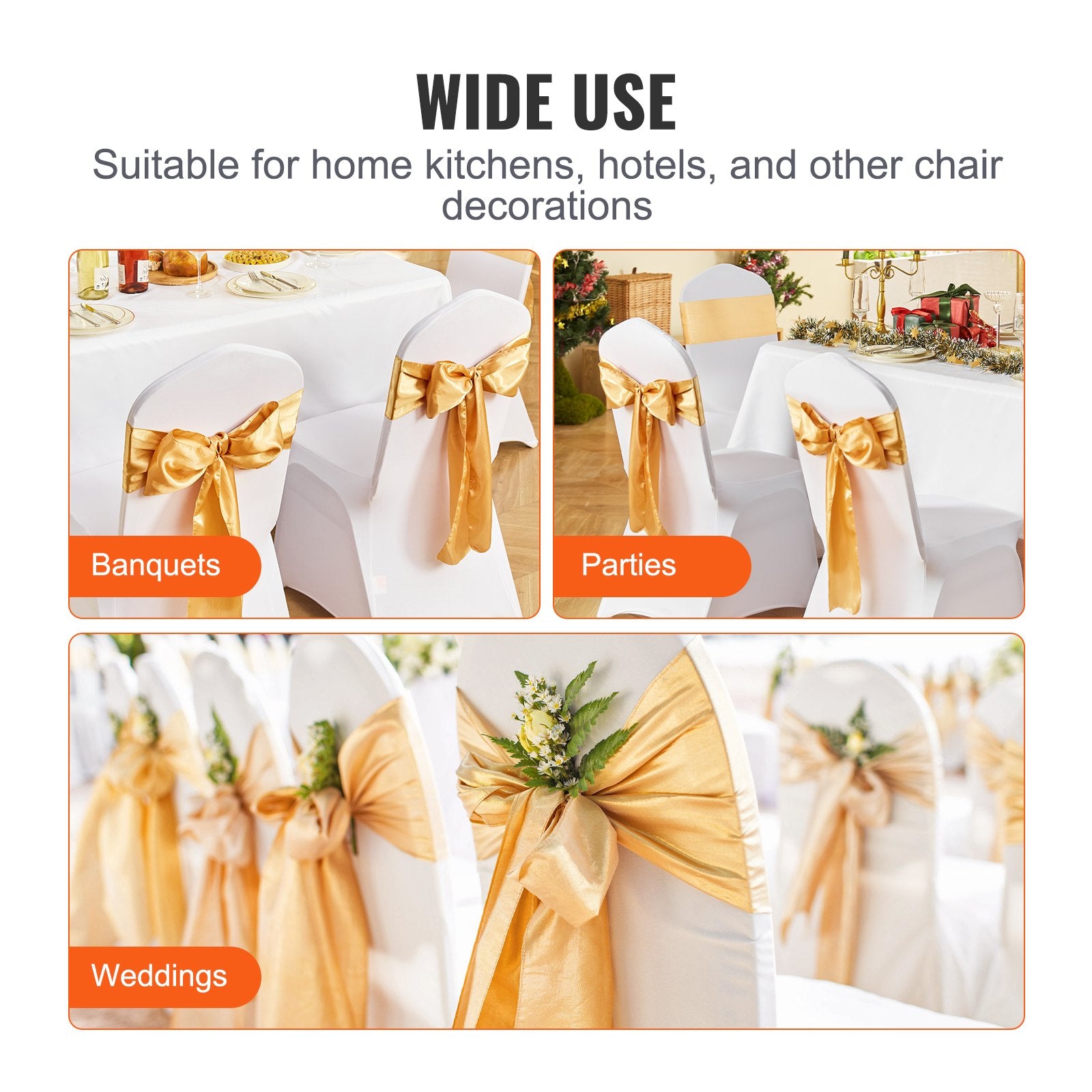 Stretch Spandex Chair Sashes Bows, Chair Slipcover and Stretch Chair Sash, Elastic Chair Bands, Fitting V952-YTZSDJS50PCS79W25V0