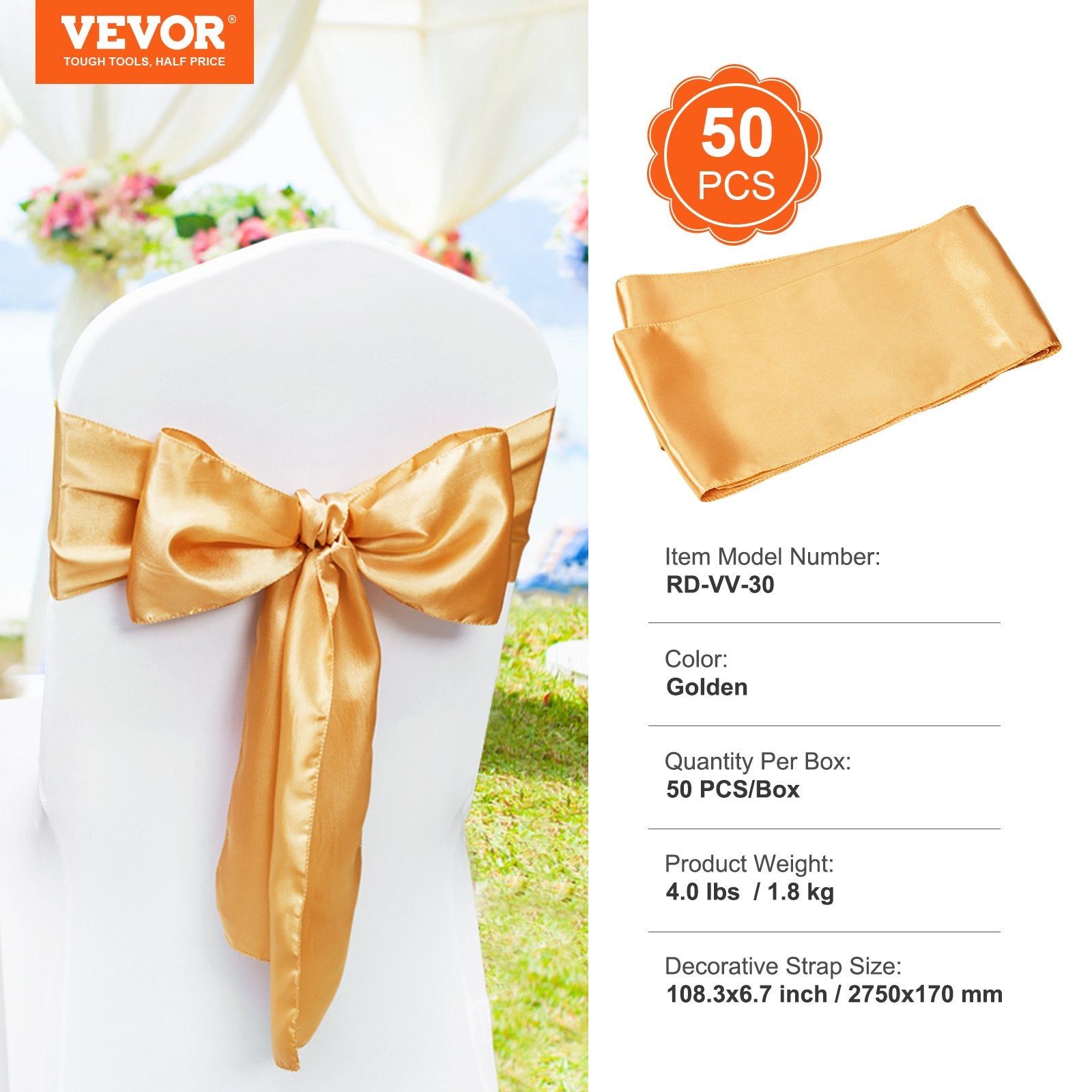 Stretch Spandex Chair Sashes Bows, Chair Slipcover and Stretch Chair Sash, Elastic Chair Bands, Fitting V952-YTZSDJS50PCS79W25V0