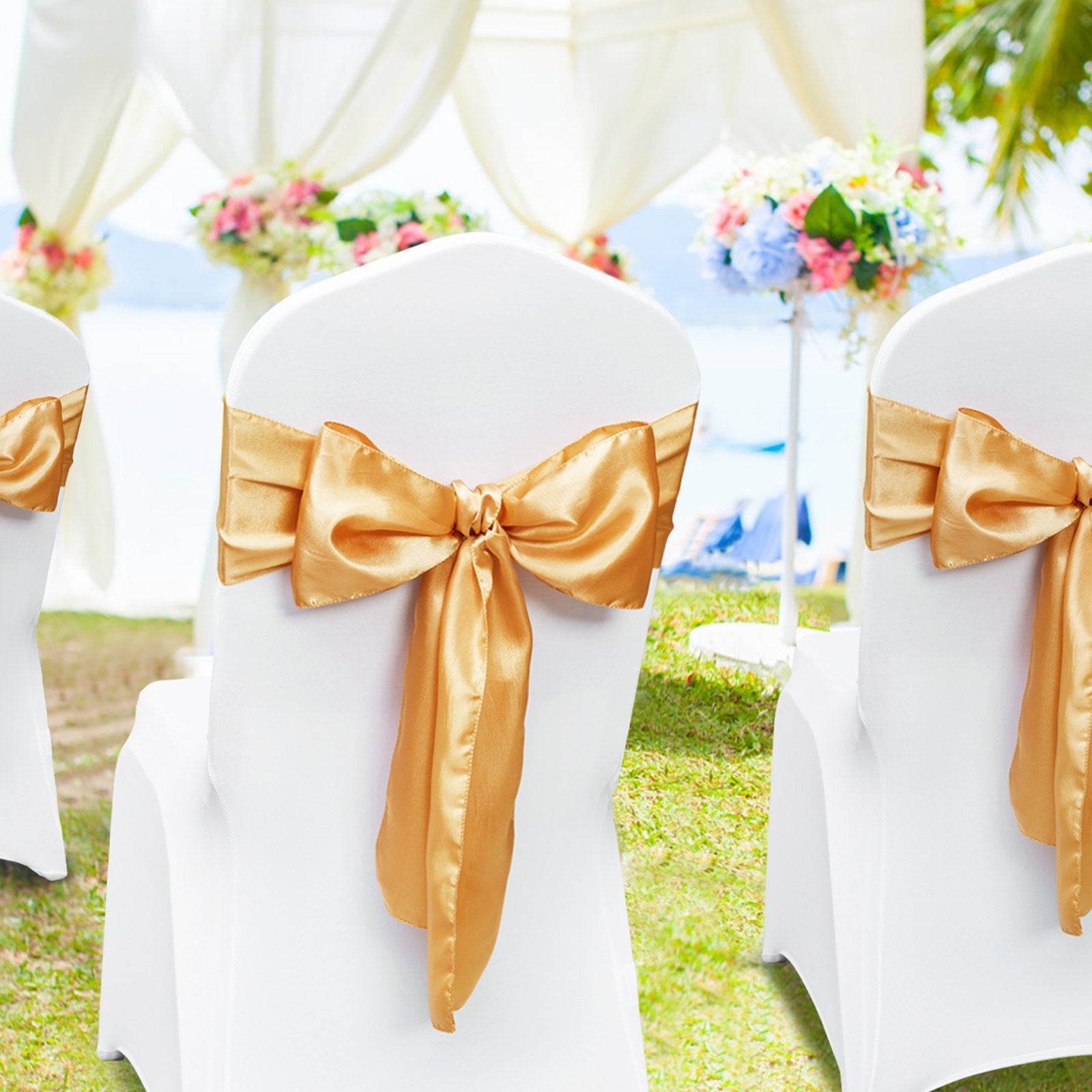 Stretch Spandex Chair Sashes Bows, Chair Slipcover and Stretch Chair Sash, Elastic Chair Bands, Fitting V952-YTZSDJS50PCS79W25V0