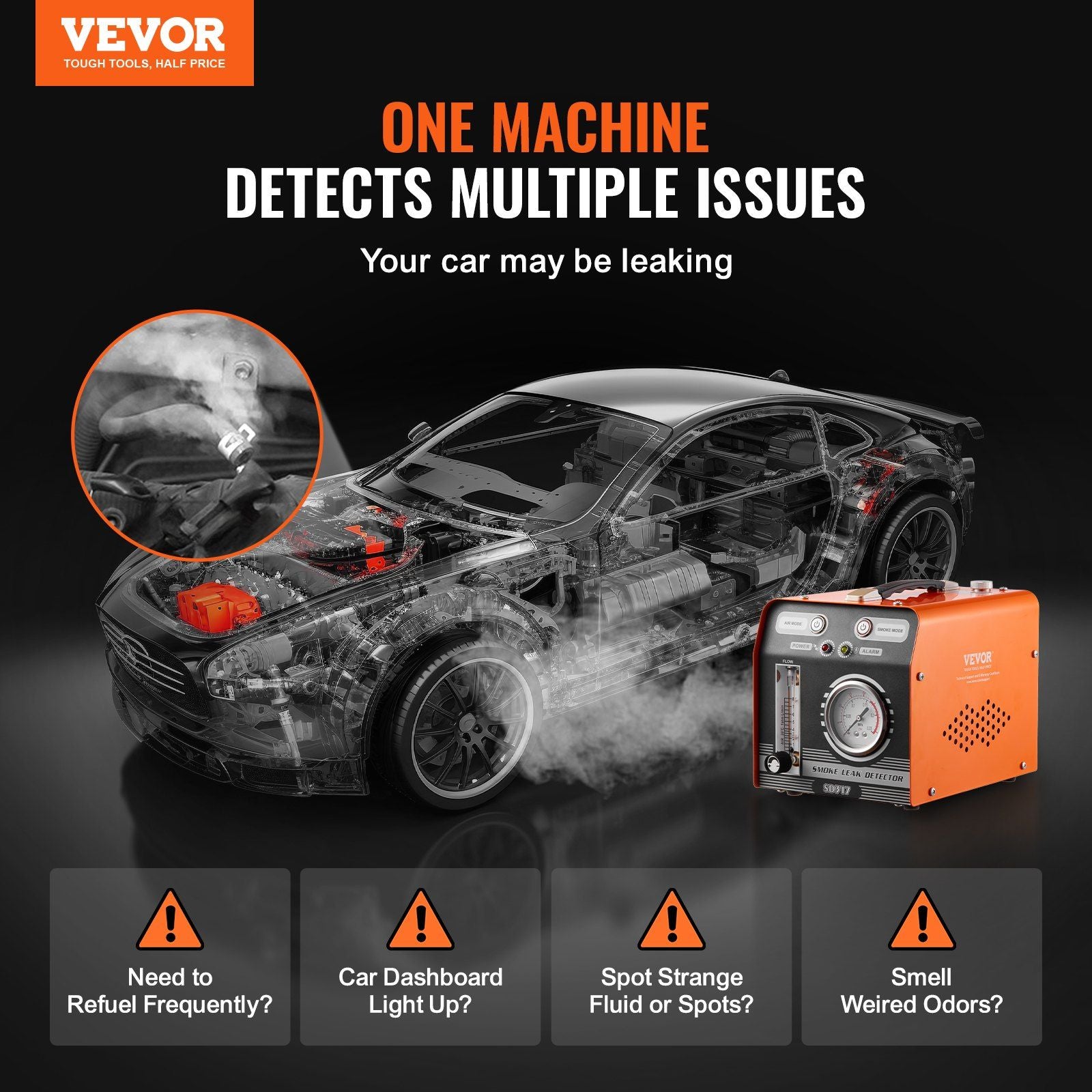Automotive Smoke Machine Leak Detector, EVAP Smoke Machine Leak Tester with Built-in Air Pump, Pressure Gauge V952-YWCLYWSDQBDLCTGTGV9
