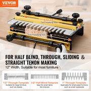 Dovetail Jig, 310 mm Width, Dove Tailing Router Jigs with 4 Router Bits & 6 Templates, Precise Alignment Dove V952-YWJJ12INCHDSUNWMXV0