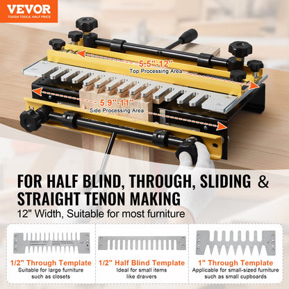 Dovetail Jig, 310 mm Width, Dove Tailing Router Jigs with 4 Router Bits & 6 Templates, Precise Alignment Dove V952-YWJJ12INCHDSUNWMXV0