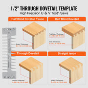 Dovetail Jig, 310 mm Width, Dove Tailing Router Jigs with 4 Router Bits & 6 Templates, Precise Alignment Dove V952-YWJJ12INCHDSUNWMXV0