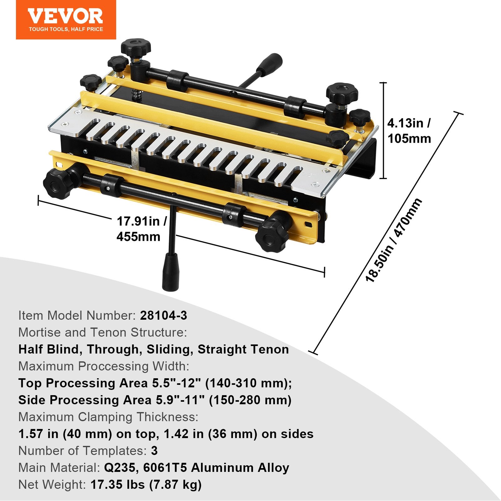 Dovetail Jig, 310 mm Width, Dove Tailing Router Jigs with 4 Router Bits & 6 Templates, Precise Alignment Dove V952-YWJJ12INCHDSUNWMXV0
