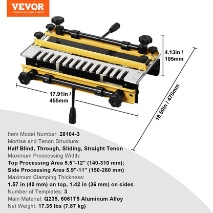 Dovetail Jig, 310 mm Width, Dove Tailing Router Jigs with 4 Router Bits & 6 Templates, Precise Alignment Dove V952-YWJJ12INCHDSUNWMXV0