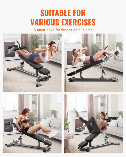Sit Up Bench, Decline Ab Bench with Reverse Crunch Handle, with 4 Adjustable Height Settings, Heavy Duty V952-YWZBDK000000MLS8E001V0