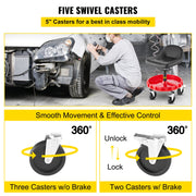 Shop Stool, 135 kg Rolling Garage Stool, 56 cm to 66 cm Adjustable Height Mobile Rolling Gear Seat, Round V952-YXAPDSFZDQCDJEZCNV0