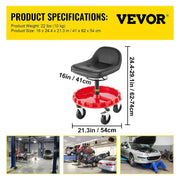 Shop Stool, 135 kg Rolling Garage Stool, 56 cm to 66 cm Adjustable Height Mobile Rolling Gear Seat, Round V952-YXAPDSFZDQCDJEZCNV0