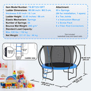 10FT Trampoline, 330 lbs Trampoline with Enclosure Net, Ladder, and Curved Pole, Heavy Duty Trampoline with V952-YXBC10YCHWYX52X5HV0
