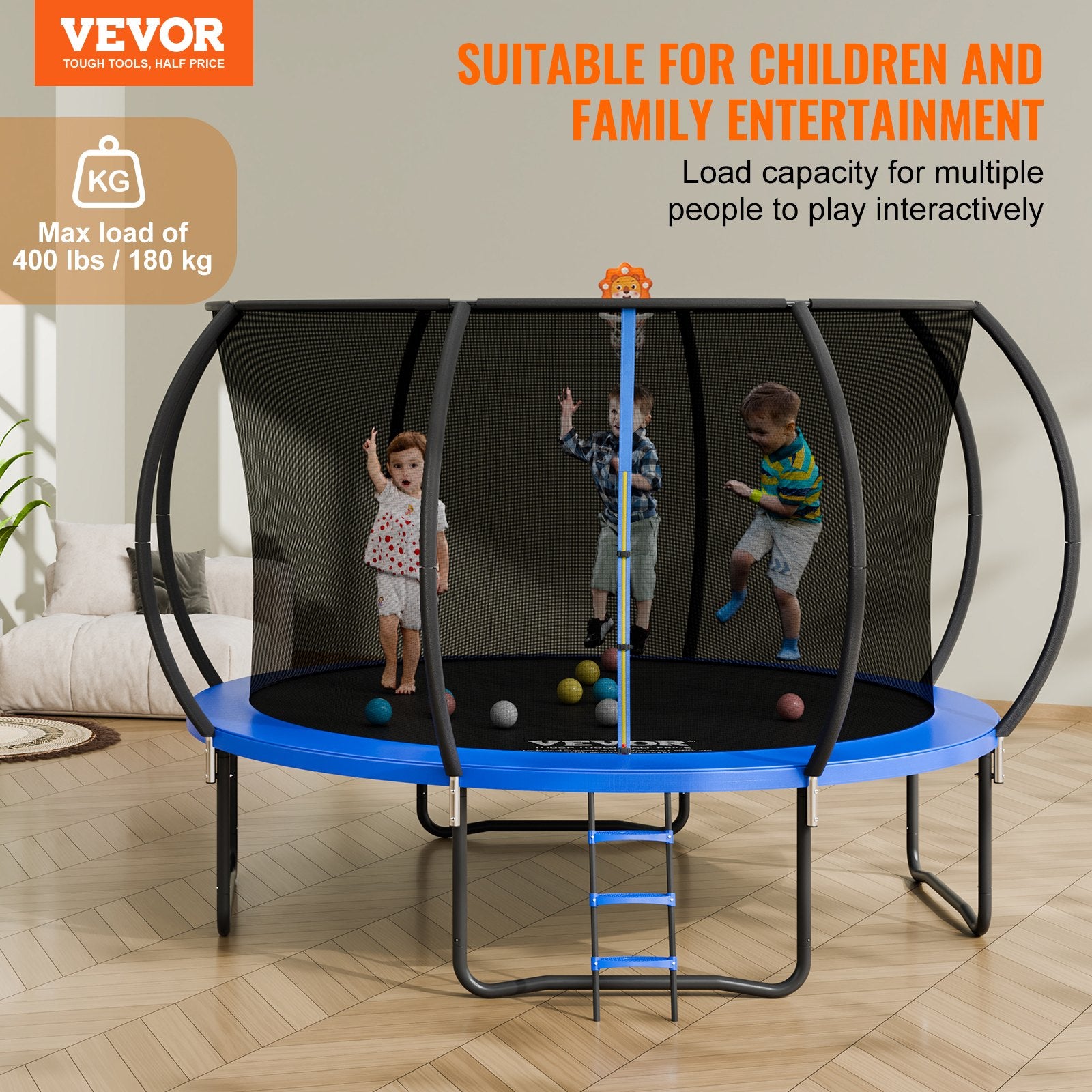 3.66m Trampoline, 181 kg Trampoline with Enclosure Net, Ladder, and Curved Pole, Heavy Duty Trampoline with V952-YXBC12YCHWYX9F0WRV0