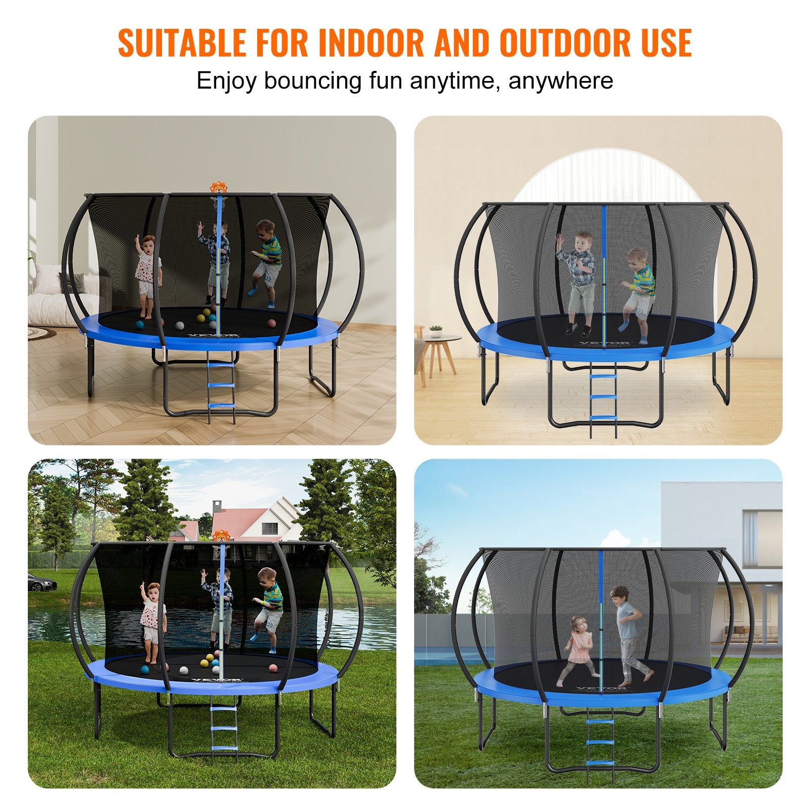 3.66m Trampoline, 181 kg Trampoline with Enclosure Net, Ladder, and Curved Pole, Heavy Duty Trampoline with V952-YXBC12YCHWYX9F0WRV0